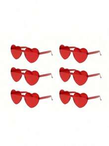 1pcs Heart Shaped Party Glasses, Colorful Candy Heart Rimless Glasses, Festival Accessories, Unisex Heart Photo Booth Glasses, Mother's Day, Graduation, Party, Valentine's Day, Wedding - Red + Pink - View 7