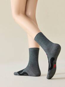 5双装女士卡通中筒袜，ins风，百搭，可爱猫咪动物图案，适合春夏穿着 - 彩色 - 查看 7