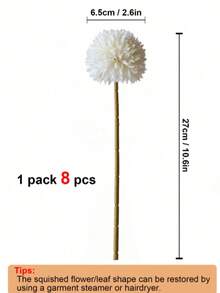 8个仿真菊花球，蒲公英绣球风格假花束，非常适合用作新娘捧花、家居、办公室、咖啡馆、派对和婚礼装饰，也是送给朋友的贴心礼物，持久逼真，适用于室内和活动装饰。 - 白色 - 查看 2