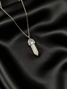 1pc Women's Hexagonal Opal Pendant Necklace, Suitable For Daily Wear - Opal - View 2