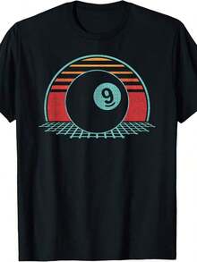 Billiards Player T-Shirt With Flag - 鏽棕色 - View 1