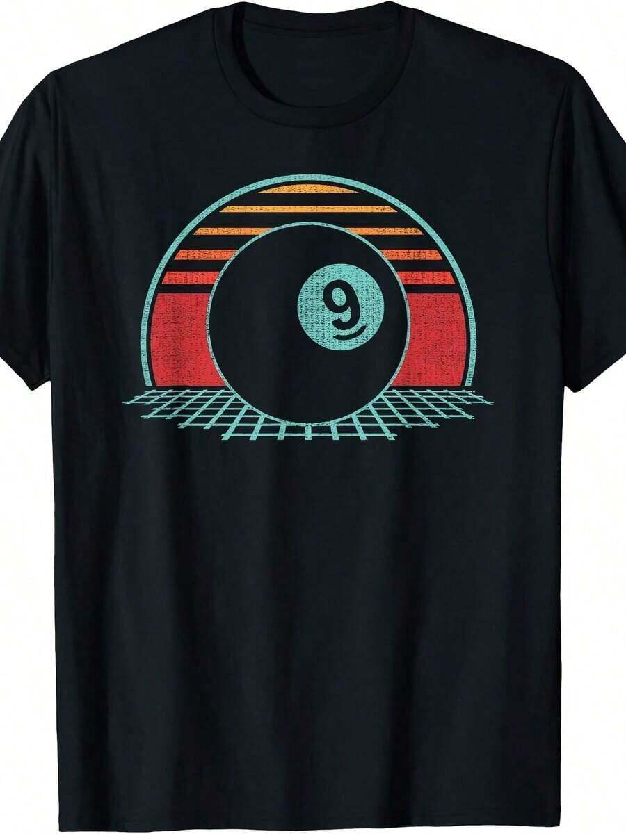 Billiards Player T-Shirt With Flag - 鏽棕色 - View 1