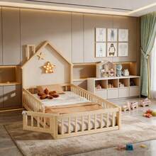Kids Bed Frames, Headboards & Footboards - Natural + Pine + 90cm*200cm - View 1