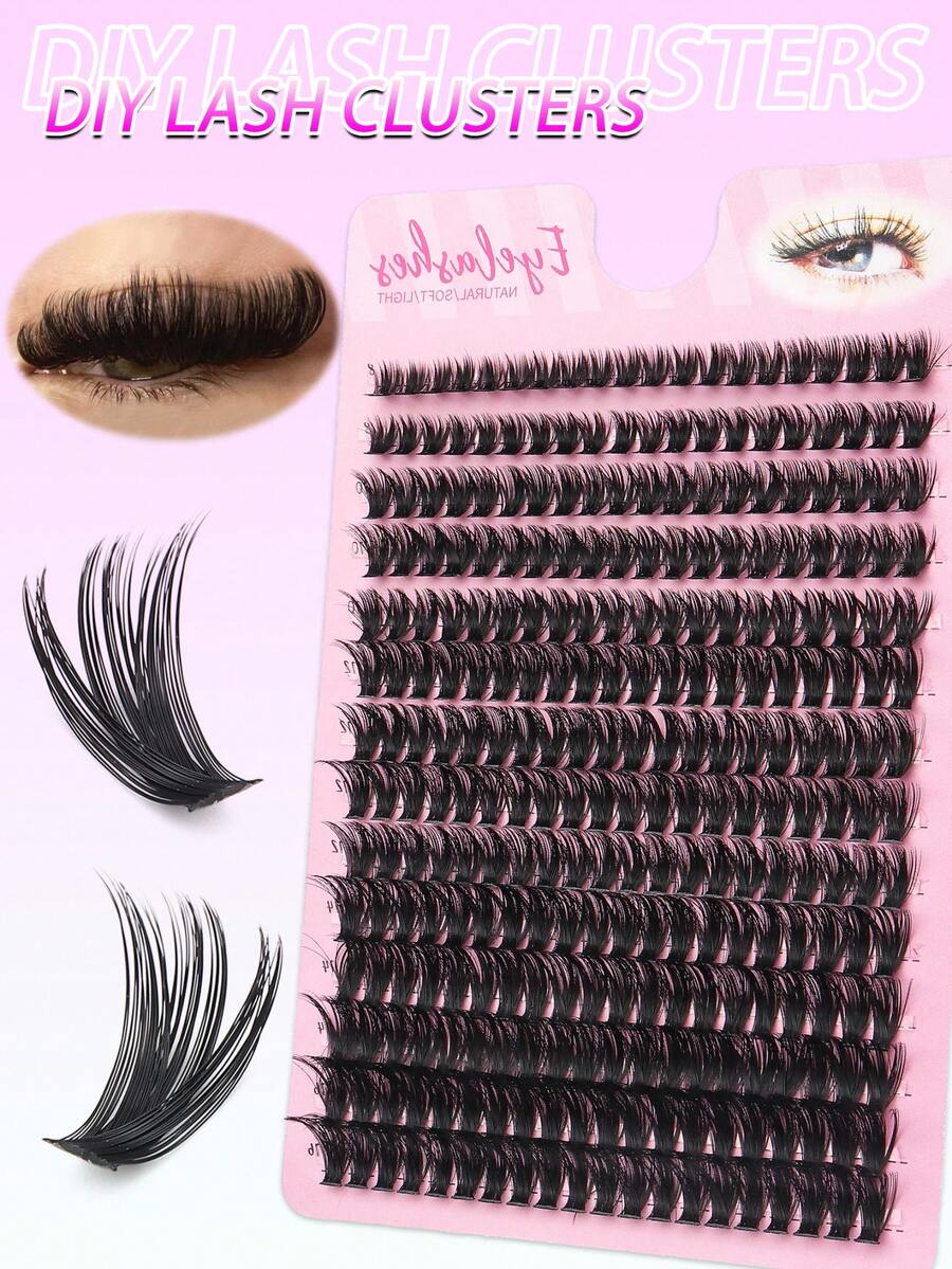 280 racimos de pestañas postizas DIY reutilizables, esponjosas, ligeras y suaves, ideales para principiantes, adecuadas para uso diario, fiestas y citas - D - Ver 1