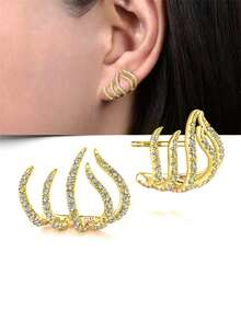 一对优雅的立方氧化锆耳环，适合女性佩戴，可用于婚礼、派对、订婚、周年纪念日、情人节等场合。 - 12# - 查看 8