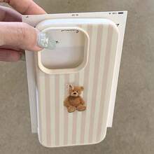 Teddy Bear Cute Pattern Embossed Ivory White Phone Case - Antique White - View 4