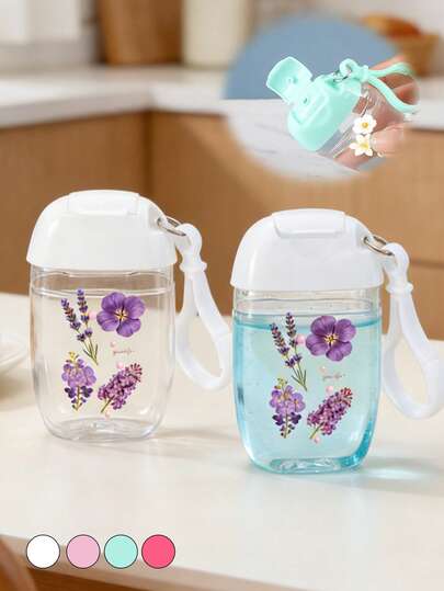 1pc 30ml Transparent Dispensing Bottle With Floral Patterns And The Letters "You Life",Hand Sanitizer Dispenser Bottle,With Portable Bag Hook,Squeeze Bottle,Transparent Travel Cosmetic Container,Suitable For Liquid Lotion Cream,Essence,Shampoo And Toiletries Cosmetic Containers,Suitable For Travel,Business Travel,Camping,Vacation,Outdoor,Dormitory,Back-To-School Essentials,Valentine's Day Gifts, Birthday Gifts, Party Gifts, Wedding Gifts