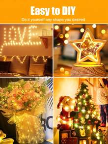 1串LED铜线灯串 - 50/100/200/300颗LED灯珠，USB供电，8种灯光模式，定时，可调光，7/12/22/32英尺，USB仙女灯，适用于卧室、节日、家居、生日、派对、婚礼、露营、花园、圣诞节、节日装饰，室内/室外，四季皆宜（暖白/白/彩色） - 紅白色 - 查看 11