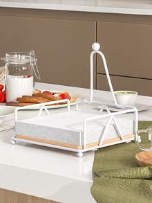 1个金属木质餐巾架，方形加重臂餐巾分配器，适用于餐厅、厨房和接待处。 - 彩色 - 查看 2