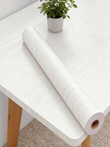 1卷黑白经典木纹贴纸，自粘式高品质壁纸，适用于厨房台面、橱柜、桌子、墙面翻新，光面防油墙贴 - 白木紋 - 查看 2