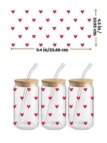 4pcs 16oz Glass Cup UV DTF Transfer Stickers, Waterproof Self-Adhesive Cup Wrap, DIY Mug And Cup Decals Without Heating (9.4x4.3 Inches) - Coquette 002 - View 4