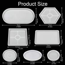 7pcs Silicone Mold Tray Set, Plaster Tray Mold, Resin Casting Silicone Resin Mold For Coasters, Tea Trays, Oval, Round, Rectangle, Square, Hexagon Silicone Mold Tray, Suitable For DIY Epoxy Resin, Plaster, Concrete Crafts, Home Decor, Handmade Gifts - 7 Styles - View 2