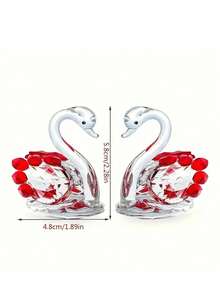 1/2/5/6PCS,Set Of 2 Crystal Swan Figurines Collectible Glass Animal Ornaments Pair Swans Home Living Room Bedroom Decor Sparkling Crystal Gift Ideal Swan Deco Figurine Crystal Figurines Swan Cake Toppe Glass Decor Back School Season Travel Season - Swan - View 3