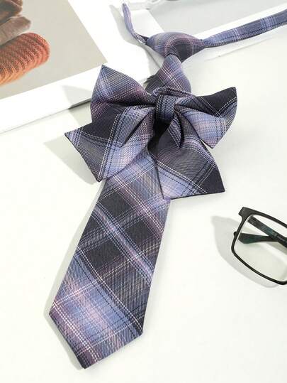 1 Stück Damen Lässig Karomuster Streifenschleife, geeignet für Dates, Alltagstragen, Schule, Fotoshootings, Reiseoutfits