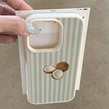 1 chiếc ốp lưng điện thoại bằng chất liệu TPU, họa tiết sọc xanh trắng tươi mát hình quả dừa, tương thích với Apple 17 Pro Max/17/16 Pro Max/15/13/12/11, S20 FE/A15/S24/A55, Note 11/Note 12/Note 13 Pro, bảo vệ điện thoại toàn diện, chống rơi vỡ, mềm mại. - trắng - Xem 3