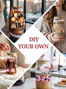 4件套生日快乐女王UV DTF转印贴纸，适用于16盎司Libbey玻璃杯（9.4x4.3英寸），黑色金色气球皇冠高跟鞋防水贴纸，魅力派对DIY贴纸，无需加热 - 生日 - 查看 8