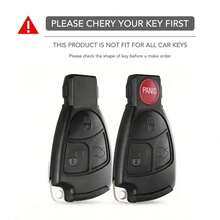 Funda de silicona de fibra de carbono de alta calidad con 3 botones para llave de coche de las clases C, B, E, W203, W211, W204, YU BN, CLS, CLK - negro - Ver 2