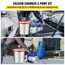 3 Gallon Vacuum Chamber Kit Stainless Steel Degassing Chamber 12L Vacuum Degassing Chamber Kit With 3.6 CFM 1 Stage Vacuum Pump HVAC - Silver - View 2