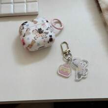 Cartoon Cat & Pony Graffiti Design Protective Case, Compatible With Apple Pro 2nd/3rd Generation Bluetooth Earphones Silicone Soft Case - White - View 5