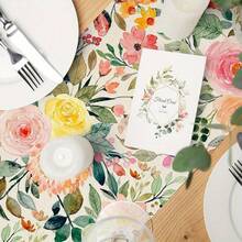 1pc Spring And Summer Watercolor Rose Table Flag, Restaurant Party Decoration Table Flag, Spring And Summer Printed Table Flag - Kiểu 1 - Xem 5