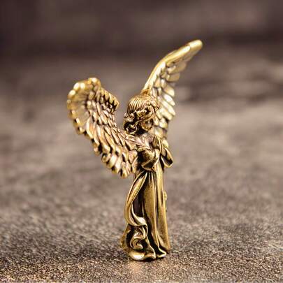 1件黄铜天使摆件：守护天使之翼，时尚个性化，丘比特雕像桌面摆件，适合圣诞节、万圣节装饰，秋季家居装饰收藏摆件