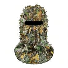 Máscara facial completa con camuflaje de hojas 3D, capucha de disfraz para exteriores - hojas de arce - Ver 7