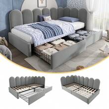 Sofa Bed Frame - Grey + Velvet + 90cm*190cm - View 12