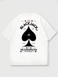 FRACTYR 男士夏季时尚简约街头扑克爱心印花圆领短袖T恤 | 基础款街头休闲百搭上衣，男友/老公礼物 - 白色 - 查看 6