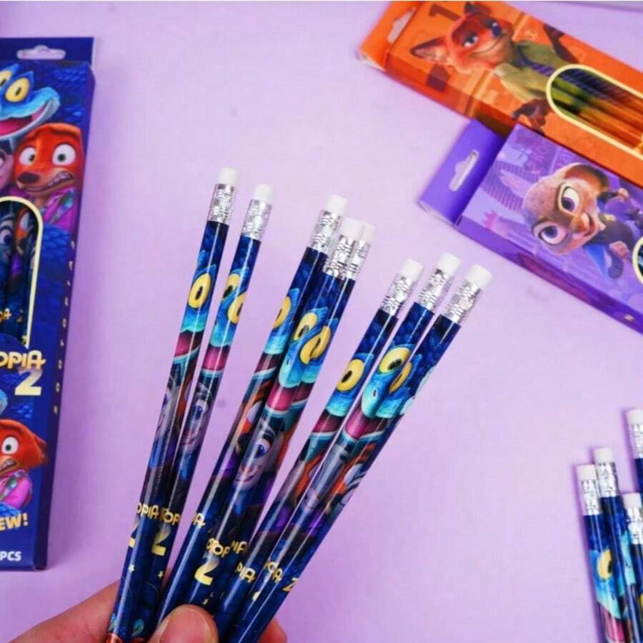 12支装疯狂动物城朱迪和尼克木质2B铅笔，非常适合艺术家和初学者、办公用品、学生文具，是理想的生日/新年礼物。 - 瘋狂動物城 - 查看 1