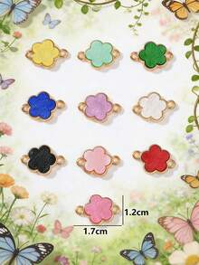 5/10/20/30/50/100/200/300/400/500pcs Multi-Color Elegant Quatrefoil Flower Double Hole Pendant, Suitable For DIY Necklace, Bracelet, Earring, Key Chain, Phone Charm, Couple Gift Jewelry Making - Five-petal Flower - View 11
