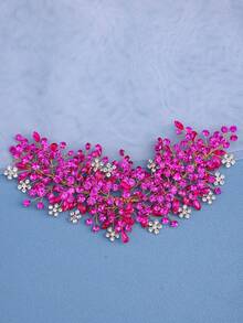 1件女士优雅水晶发箍，手工制作奢华派对/婚礼发饰，新娘/公主生日礼物 - 玫紅色 - 查看 1