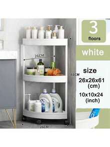 3/4/5-Tier Plastic Corner Shelf, Brushed Finish, Foldable Design, Easy Assembly, Space-Saving Triangular Rack With Wheels For Bathroom, Kitchen, Bedroom, Home & Office Storage Of Food, Tools, Cosmetics, Towels, Books - Freestanding Tiered Shelf, Shelves For Storage - White - View 13