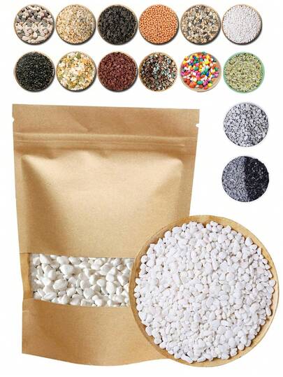 White Pebble Stones Decorative Filler, Suitable For Succulent Planters, Cactus Pots, Terrariums, Fish Tanks, Fairy Gardens, Indoor & Outdoor Decor