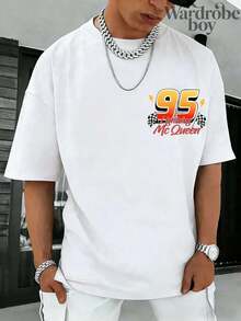 Disney Printed T-Shirt,Men's 95 Lightning McQueen T-Shirts, Disney Cars Movie T-Shirts, Magic Kingdom T-Shirts, Disney Roadster Speed T-Shirts, Quick Load T-Shirts, Unisex,High-Quality Pure Cotton T-Shirt,Suitable For All Seasons, Comfortable And Breathable| Exquisite Design | The Best Choice For Giving Gifts - trắng - Xem 3