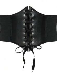 1pc Women's Adjustable Wide Waist Belt, PU Leather Crop Top Corset Waist Cincher - Wide Belt - View 6