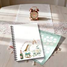1 Wedding Planning Book Bridal Age Wedding Planning Handbook - Elegant Light Pink Spiral Binding Bridal Diary, Floral And Wedding Theme Design (Champagne Glass, Wedding Shoes Elements) - Bride/Bridesmaid Engagement Gifts, Wedding Planning Brochure And Anniversary Gifts A5 - 1pc - View 5