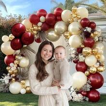 20/148 piezas Kit de arco de globos burdeos y dorado, globos de látex burdeos y dorado metálico de doble capa, adecuado para el Día de San Valentín, boda, aniversario, baby shower, decoración de fiesta de cumpleaños - Multicolor - Ver 4