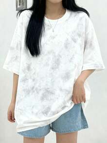 Made In Japan, Spring/Summer Cotton, Round Neck, Loose Fit, Versatile, Simple, English Print Short-Sleeve T-Shirt - White - View 4