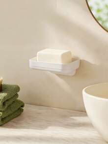 Double Layer Drain Soap Dish, Wall Mounted Self-Draining Soap Holder, Bathroom Shower Space Saving Easy Clean Soap Rack - A - View 3