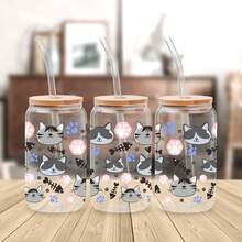 5张可爱猫咪主题UV DTF杯贴，防水防刮3D水晶贴纸，适用于16盎司玻璃杯、马克杯、工艺品，非常适合装饰个人物品！（4.3英寸 x 9.4英寸） - 貓咪 - 查看 9