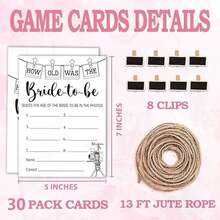 Bridal Shower Games, Party Decorations Favors For Bridal Shower Bachelorette Engagement Party, Wedding Reception Games, Minimalism How Old Was The Bride-To-Be Cards For 30 Guests -01 - 如圖所示 - 查看 3