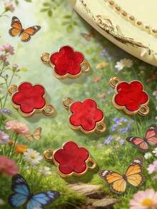 5/10/20/30/50/100/200/300/400/500pcs Multi-Color Elegant Quatrefoil Flower Double Hole Pendant, Suitable For DIY Necklace, Bracelet, Earring, Key Chain, Phone Charm, Couple Gift Jewelry Making - Five-petal Flower - View 6