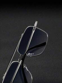 男士时尚眼镜，适合日常佩戴 - 銀框藍色 - 查看 2