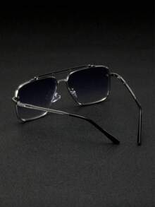 男士时尚眼镜，适合日常佩戴 - 銀框藍色 - 查看 7