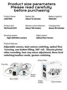 AXNEN 热销！2026新款L105PRO无刷无人机 - 双高清航拍摄像头，5.6英寸FPV显示遥控器，90°可调镜头和光流悬停系统，螺旋桨保护罩，圣诞节、节日和特殊场合的完美礼物。 - 彩色 - 查看 10