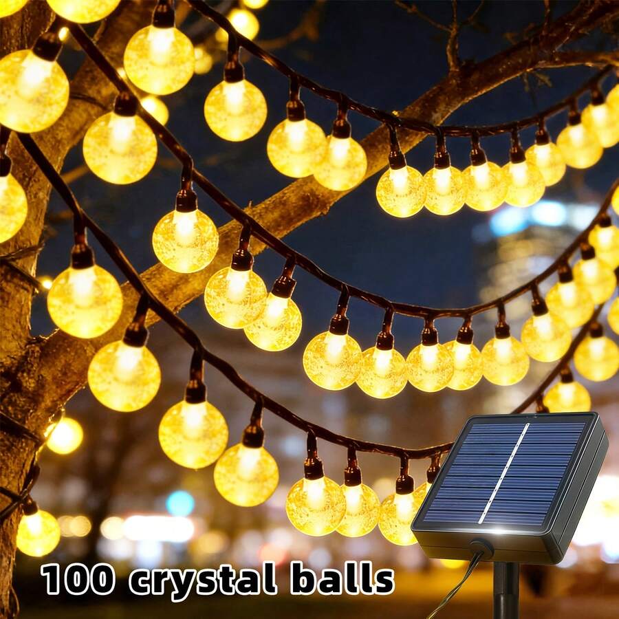 New Upgraded Reinforced Solar Powered Bubble Ball String Lights. Solar Powered Outdoor Fairy String Lights With Multiple Lighting Modes Crystal Ball String Lights, Suitable For Garden, Party, Wedding, Fence, Camping, Balcony - Solar Lithium Batteries and Bubble Balls - View 1