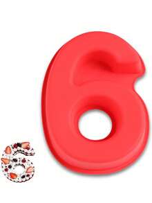 Molde de pastel numérico del 0 al 9 - Molde de pastel de silicona de 10 pulgadas con dígitos, molde de pastel 3D grande de silicona, molde con forma numérica específica, herramienta de decoración, herramienta de horneado antiadherente para galletas y chocolate, adecuado para cumpleaños, bodas, aniversarios y fiestas festivas - Rojo - Ver 6