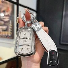 Funda para llavero de Cadillac para XT5 XT6 CT6 XT4 XTS CT5 SRX ATSL, cadena de llaves de coche de TPU sólido, de color, casual y linda, regalo para días festivos - Unitalla - Ver 18