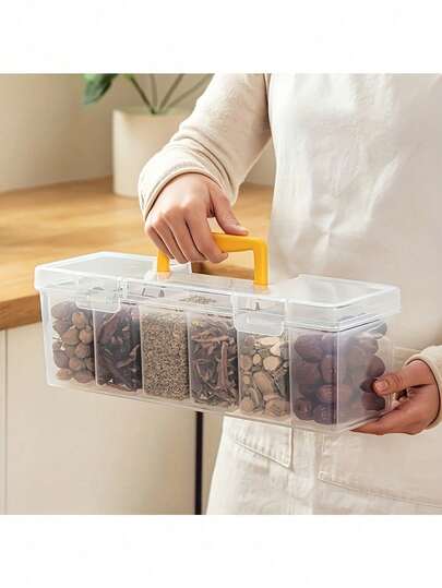 7pcs/Set (1 Large, 6 Small) Sealed Spice Jars With Lids, PP Material Detachable Multi-Function Spice Bottles For Kitchen Storage, Home Gathering, Camping, Dining Table, Kitchen Supplies, New Year, Valentine's Day, Mother's Day, Father's Day, Summer, Back To School Gifts