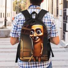 1 Tung Tung Tung Sahur Brain-Paralysis-Themed Backpack - Humorous Cartoon Print Lightweight School Bag, Durable Polyester Material With Adjustable Shoulder Straps & Zipper Closure, Machine Washable, Suitable For Teenagers, Hiking, Commuting, Birthday Gift, School Backpack, Unique Character Design, Sturdy Construction - 多彩 - 查看 5